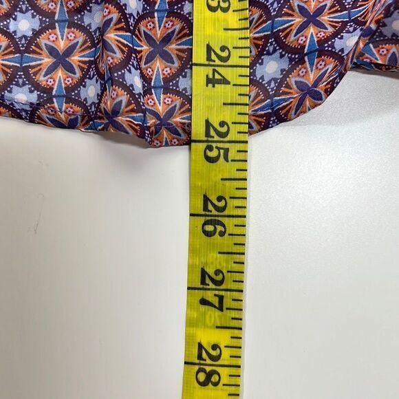 Como Vintage Womens Lace Blouse Bell Sleeve Keyhole Sheer Purple Orange Medium - Picture 8 of 10